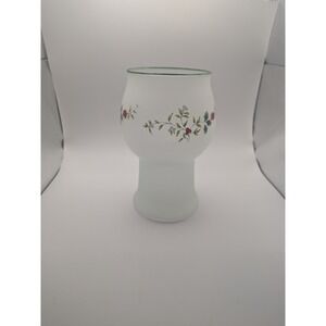 Vtg Frosted Glass Pfaltzgraff Floral Winterberry Hurricane Lantern Candle Holder